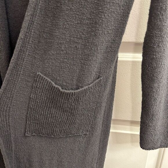 Free People FP Beach L Long Gray Open Cardigan Pockets Bohemian Fall Layering - Picture 7 of 8